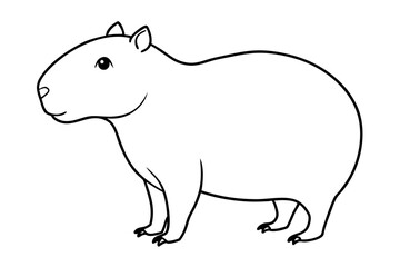 capybara silhouette line art vector illustration with a white background