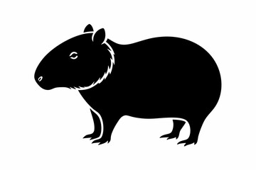 capybara silhouette line art vector illustration with a white background