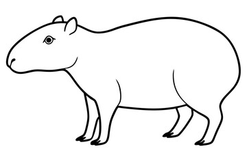 capybara silhouette line art vector illustration with a white background