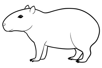 capybara silhouette line art vector illustration with a white background
