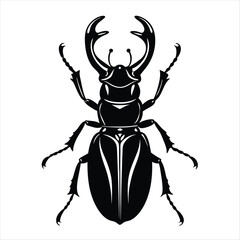 stag beetle silhouette vector