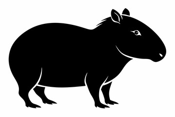 capybara silhouette line art vector illustration with a white background