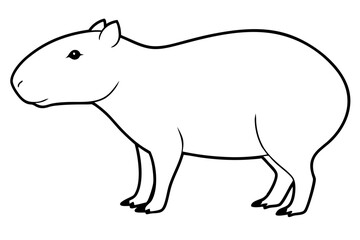 capybara silhouette line art vector illustration with a white background