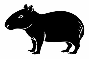 capybara silhouette line art vector illustration with a white background