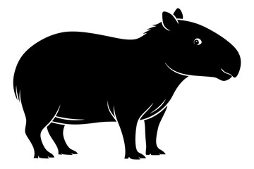 capybara silhouette line art vector illustration with a white background