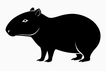 capybara silhouette line art vector illustration with a white background