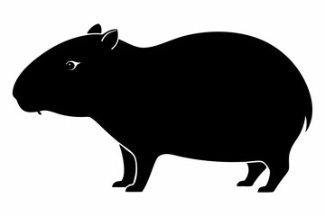 capybara silhouette line art vector illustration with a white background