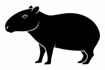capybara silhouette line art vector illustration with a white background