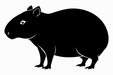 capybara silhouette line art vector illustration with a white background