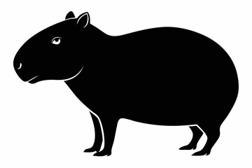 capybara silhouette line art vector illustration with a white background