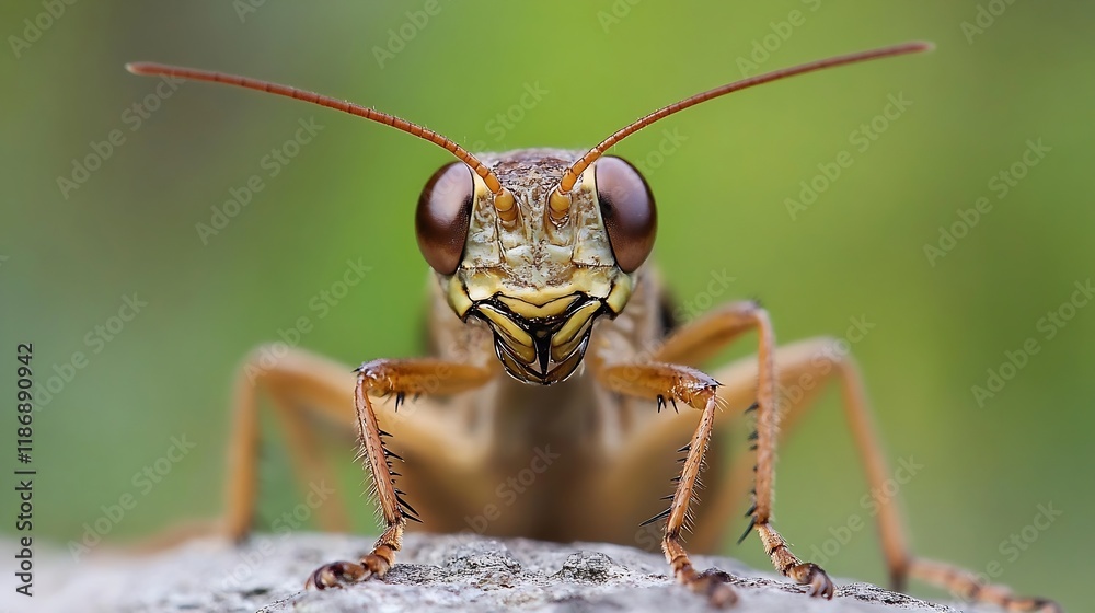 Aufkleber Macro Close Up of Grasshopper Showing Intricate Details of Nature's Insects : Generative AI