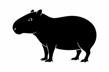 capybara silhouette line art vector illustration with a white background