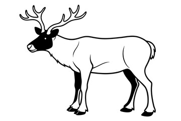 caribou silhouette line art vector illustration with a white background