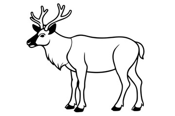 caribou silhouette line art vector illustration with a white background