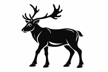 caribou silhouette line art vector illustration with a white background