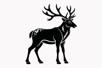 caribou silhouette line art vector illustration with a white background