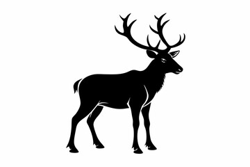 caribou silhouette line art vector illustration with a white background