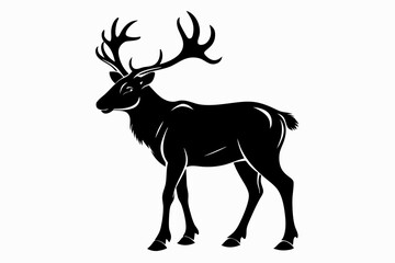 caribou silhouette line art vector illustration with a white background