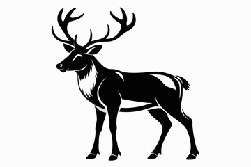 caribou silhouette line art vector illustration with a white background