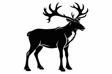 caribou silhouette line art vector illustration with a white background