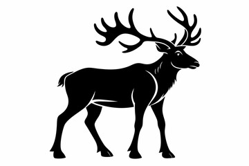 caribou silhouette line art vector illustration with a white background