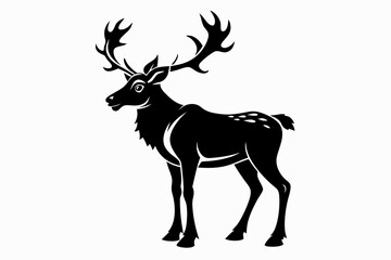 caribou silhouette line art vector illustration with a white background