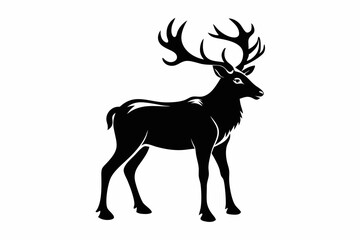 caribou silhouette line art vector illustration with a white background