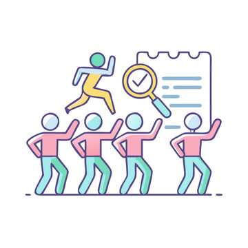 people dancing, running, document, magnifying glass clip art preview