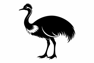 cassowary silhouette line art vector illustration with a white background
