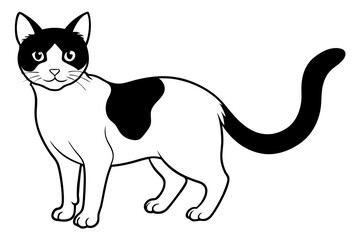 cat silhouette line art vector illustration with a white background