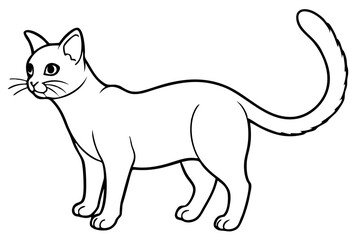 cat silhouette line art vector illustration with a white background