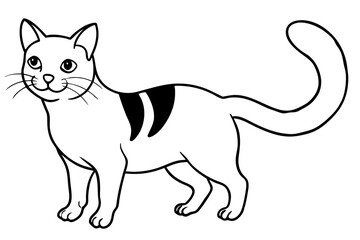 cat silhouette line art vector illustration with a white background