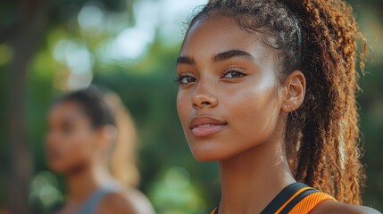 A diverse group of people using wearable health trackers during exercise, personalized health, fitness technology, stock photo