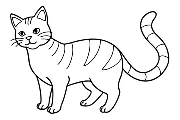 cat silhouette line art vector illustration with a white background