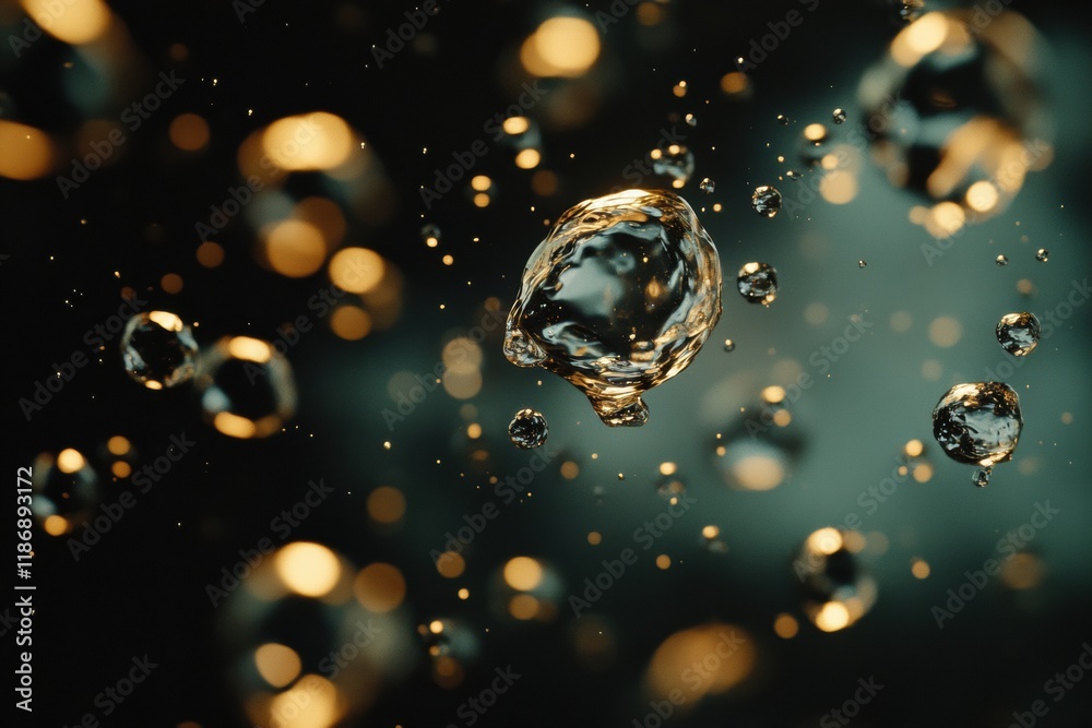 Aufkleber viruses suspended in tiny water droplets illustrating potential transmission pathways. generative ai