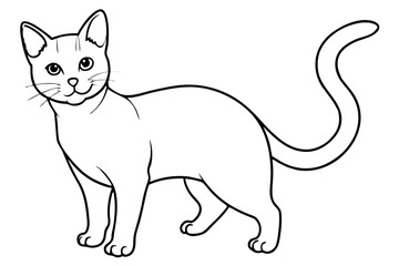 cat silhouette line art vector illustration with a white background