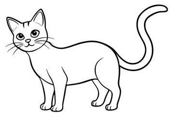 cat silhouette line art vector illustration with a white background