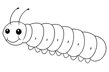 caterpillar silhouette line art vector illustration with a white background