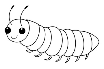 caterpillar silhouette line art vector illustration with a white background