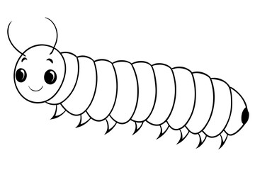 caterpillar silhouette line art vector illustration with a white background