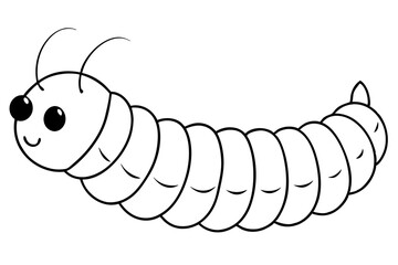 caterpillar silhouette line art vector illustration with a white background