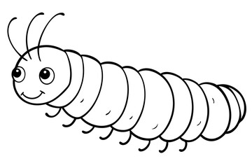 caterpillar silhouette line art vector illustration with a white background