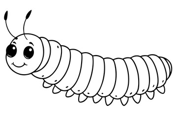 caterpillar silhouette line art vector illustration with a white background