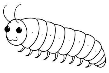 caterpillar silhouette line art vector illustration with a white background
