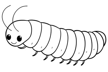 caterpillar silhouette line art vector illustration with a white background