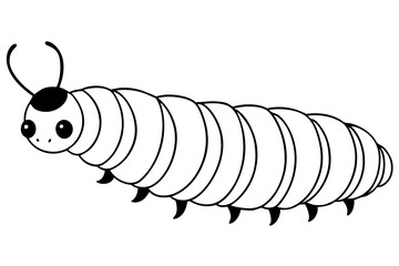 caterpillar silhouette line art vector illustration with a white background