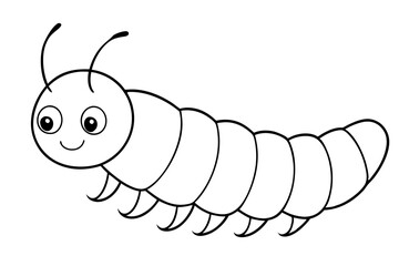 caterpillar silhouette line art vector illustration with a white background