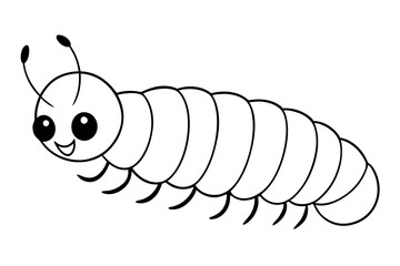 caterpillar silhouette line art vector illustration with a white background