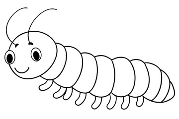 caterpillar silhouette line art vector illustration with a white background