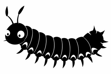 caterpillar silhouette line art vector illustration with a white background